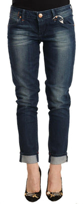 Acht Blue Washed Low Waist Skinny Denim Folded Hem Jeans -   -  Acht.